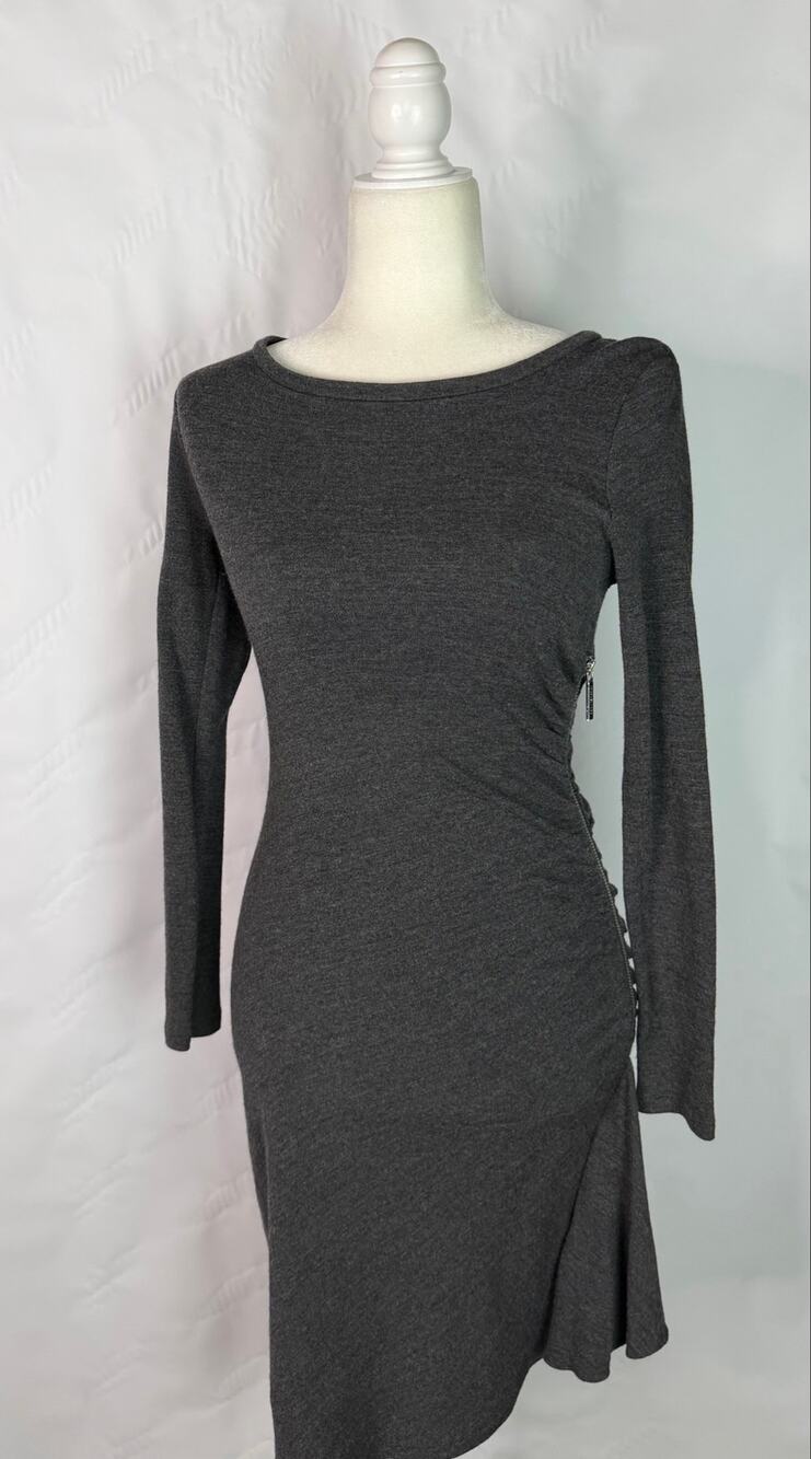 Michael Kors Gray Knit Long Sleeve With Side Zipper Rayon/Wool Blending